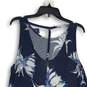 NWT Womens Navy Blue White Floral Sleeveless Scoop Neck A-Line Dress Size Large image number 4