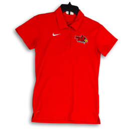 Womens Red Dri-Fit Illinois State Swimming & Diving Polo Shirt Size Small