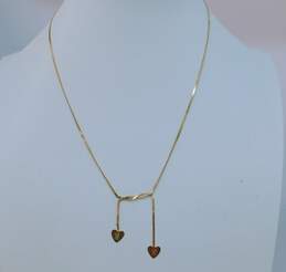 14K Yellow Gold Double Heart Serpentine Chain Necklace 3.0g