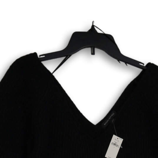 NWT Womens Black V-Neck Long Sleeve Pullover Blouse Top Size Large image number 3