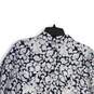 NWT Womens White Navy Floral Spread Collar Long Sleeve Button-Up Shirt XL image number 4