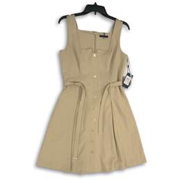 NWT Tommy Hilfiger Womens Beige Khaki Sleeveless Square Neck A-Line Dress Size 6