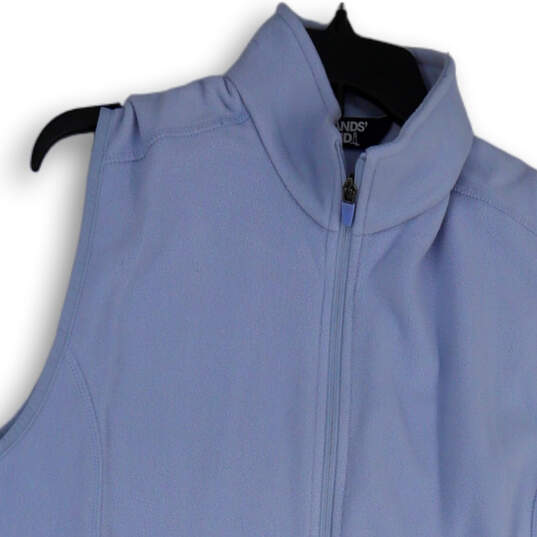 Womens Blue Sleeveless Front Pockets Mock Neck Full-Zip Vest Sz 1X 16W-18W image number 3