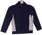 Mens Blue White Boys Active Stand Collar Zip Up Athletic Jacket Size 7 image number 1