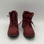 Mens A2147 Red Leather Round Toe Waterproof Lace-Up Ankle Boots Size 8 image number 3