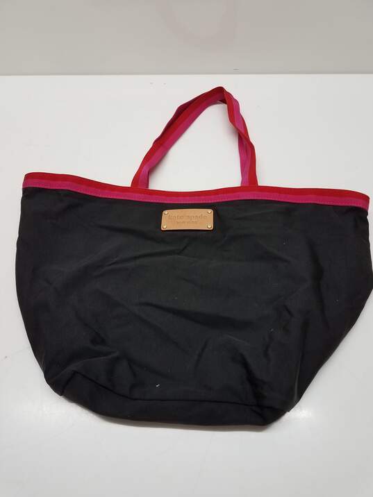 Kate Spade Black Nylon Travel Tote Bag Pink Stripe image number 1