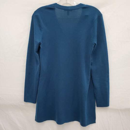 Eileen Fisher WM's 100% Superfine Merino Wool Teal V-Neck Sweater Size XS image number 2