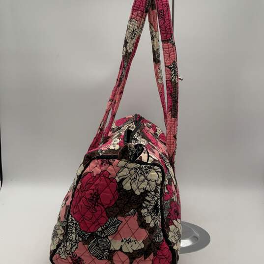 Vera Bradley Womens Pink Brown Floral Mocha Rouge Double Handle Duffle Bag image number 4