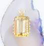 14K Gold Faceted Citrine Multi Prongs Rectangle Statement Pendant 8.1g image number 1