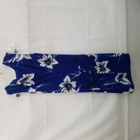 NWT Lauren Ralph Lauren Sleeveless Blue & White Floral Print Midi Dress Size 10 image number 2