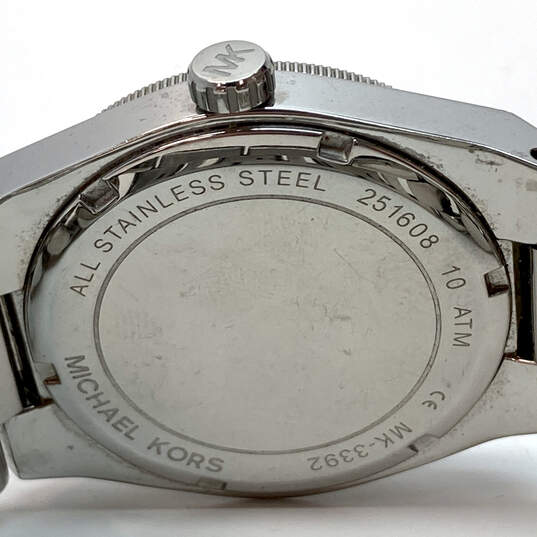 Designer Michael Kors MK-3392 Silver-Tone Channing Wristwatch W/ Dust Bag image number 5
