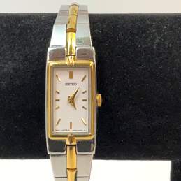 Designer Seiko 2E20-7479 Gold Silver Tone Round Analog Dial Quartz Wristwatch