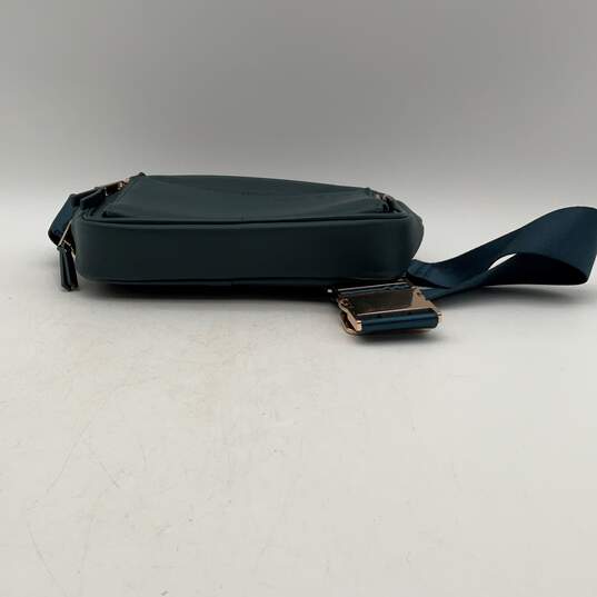 Ayla & Co. Womens Blue Leather Adjustable Strap Inner Pocket Zipper Fanny Pack image number 4