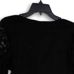 NWT Womens Black V-Neck Lace Long Sleeve Wrap Tunic Top Size 14-16 alternative image