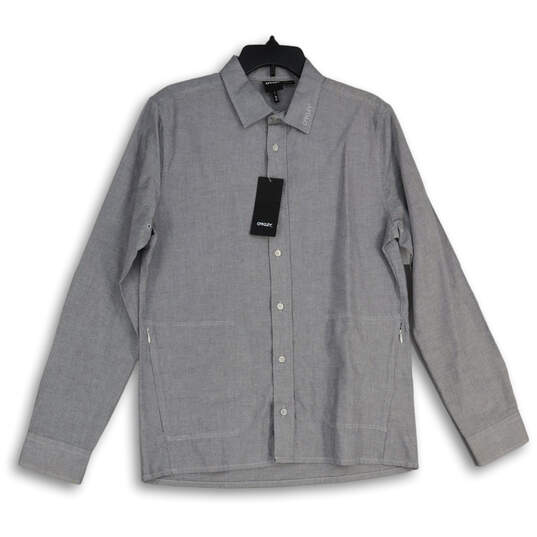 NWT Mens Gray Spread Collar Long Sleeve Button-Up Shirt Size X-Large image number 1