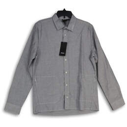 NWT Mens Gray Spread Collar Long Sleeve Button-Up Shirt Size X-Large
