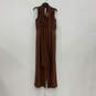 NWT Womens Brown Sleeveless Surplice Neck Pockets One-Piece Jumpsuit Size M image number 1