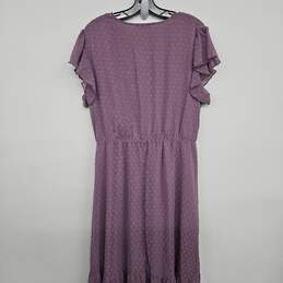 Purple Sheer V Neck Ruffle Flutter Sleeve Dress alternative image