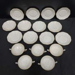 Bundle of 12 MCP Czechoslovakian Made White Ceramic Saucer w/5 Matching Tea Cups alternative image