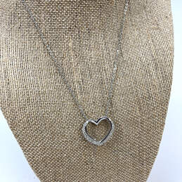 Designer Swarovski Silver-Tone Crystals Open Heart Shape Pendant Necklace