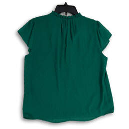 NWT Womens Green Ruffle Neck Cap Sleeve Blouse Top Size Medium alternative image