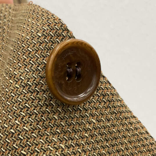 Mens Brown Long Sleeve Flap Pockets Notch Lapel Three Button Blazer Sz 50R image number 5