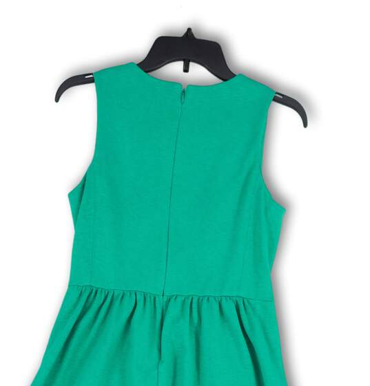 Womens Green Round Neck Sleeveless Back Zip Fit & Flare Dress Size Small image number 4