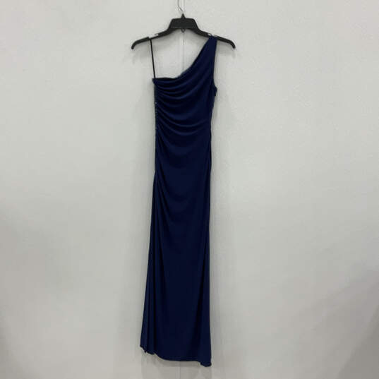 Womens Blue Pleated Sleeveless One Shoulder Modern Maxi Dress Zero Size 0 image number 2