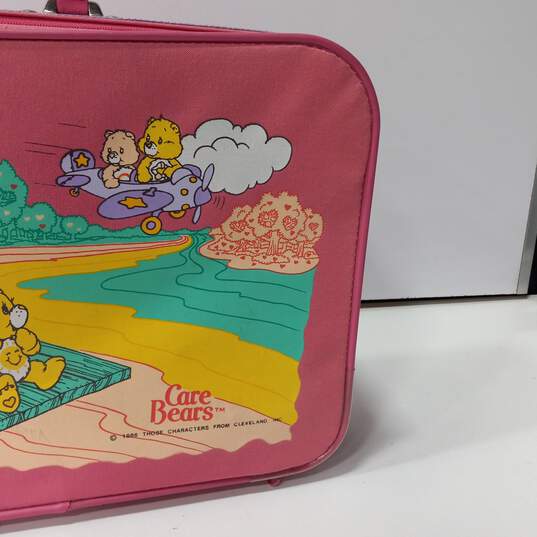 Vintage Care Bears Pink Canvas Youth Suitcase image number 2