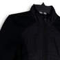 Womens Black Long Sleeve Mock Neck Pockets Full-Zip Jacket Size Small image number 3