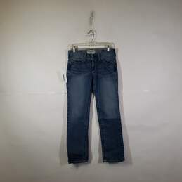 Womens Medium Wash 5-Pockets Design Stretch Denim Straight Leg Jeans Size 29s