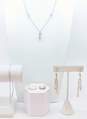 Romantic 925 Sterling Silver Pink & Purple Crystal Bead Necklace Drop Earrings Bracelet & Rings 16.5g image number 1
