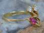 Romantic 14K Yellow Gold Ruby & CZ Ring 1.8g image number 2