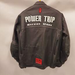 Powertrip Men Black Leather Motorcycle Jacket 50 alternative image