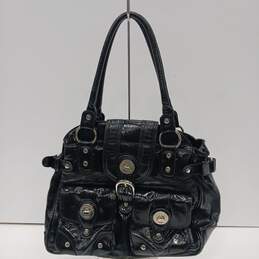 London Fog Black Patent Leather Audrey Handbag