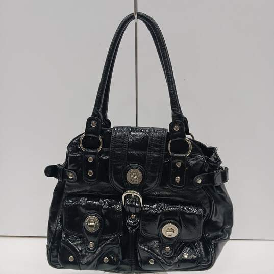 London Fog Black Patent Leather Audrey Handbag image number 1