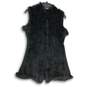 Love Taken Womens Black Fur Sleeveless Open Front Long Vest Size Small image number 1