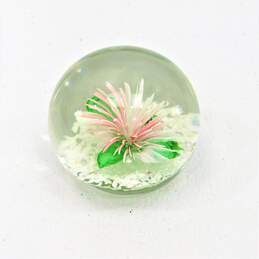 Vintage Murano Style Art Glass Flower & Frogs Paperweight