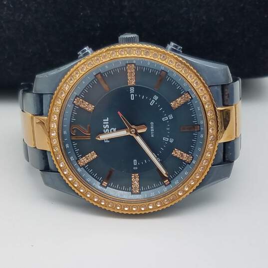 Fossil Q Hybrid, Crystal Bezel Stainless Steel Watch image number 2