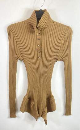 Stella McCartney Women Brown Ribbed Asymmetrical Sweater Sz 44