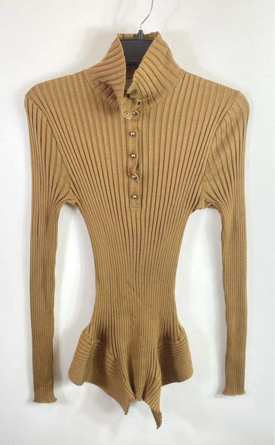 Stella McCartney Women Brown Ribbed Asymmetrical Sweater Sz 44 image number 1