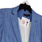 NWT Womens Blue Ruched Long Sleeve Front Pocket Open Front Blazer Size L image number 3