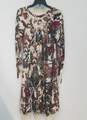 Womens Multicolor Floral Scoop Neck Long Sleeve Fit & Flare Dress Size 10 image number 1