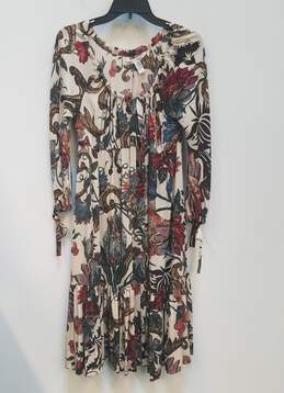 Womens Multicolor Floral Scoop Neck Long Sleeve Fit & Flare Dress Size 10