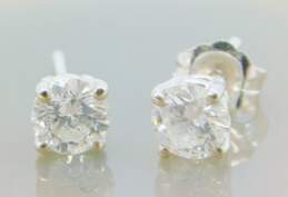 14K White Gold 0.88 CTTW Diamond Stud Earrings 0.9g