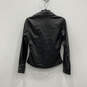 NWT Womens Black Faux Leather Long Sleeve Collared Button-Up Shirt Size XS image number 2