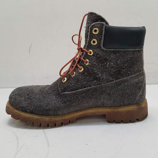 Timberlands Premium Hairy Suede 6 Inch Gray Boots Men's Size 11 M image number 2