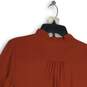 NWT Womens Orange Long Sleeve Ruffle Tie Pleated Blouse Top Size Medium image number 4