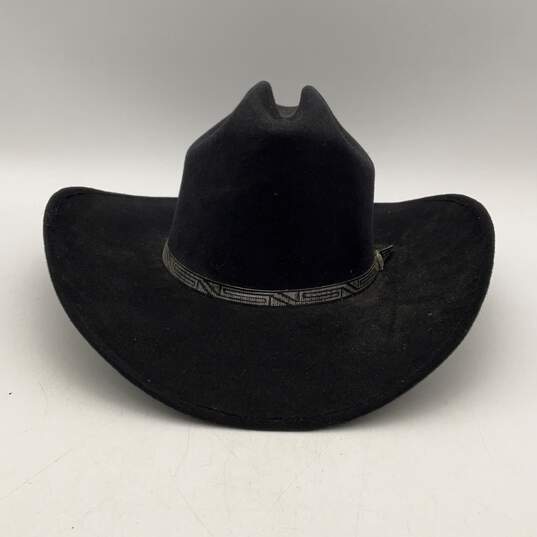 Alamo Mens Black Wide Brim Leather Trim Western Cowboy Hat Size 58/7.25 image number 1
