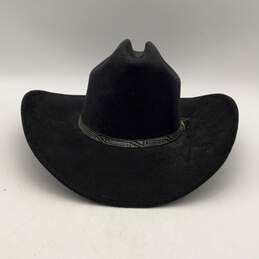 Alamo Mens Black Wide Brim Leather Trim Western Cowboy Hat Size 58/7.25
